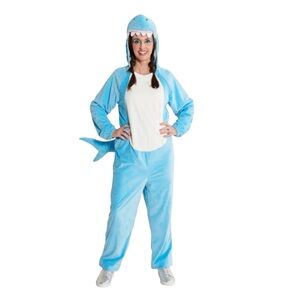 Adult Blue Shark Halloween Costume Jumpsuit